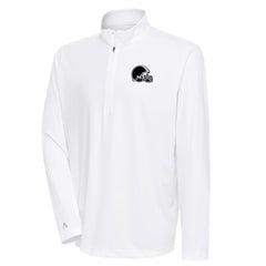 Cleveland Browns Antigua Metallic Logo Tribute Quarter-Zip Top White - NFL