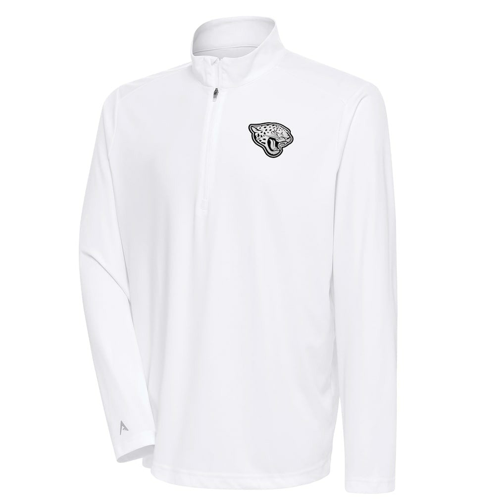 Jacksonville Jaguars Antigua Metallic Logo Tribute Quarter-Zip Top White - NFL