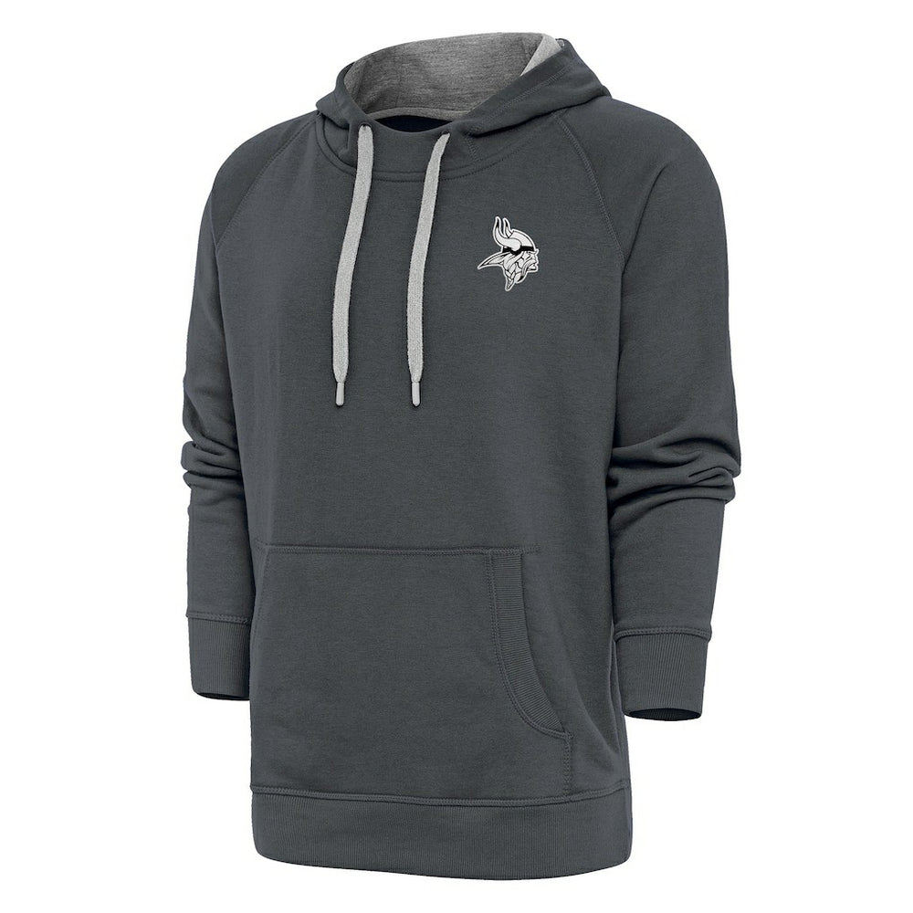 Minnesota Vikings Antigua Metallic Logo Victory Pullover Hoodie Charcoal - NFL