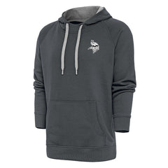 Minnesota Vikings Antigua Metallic Logo Victory Pullover Hoodie Charcoal - NFL