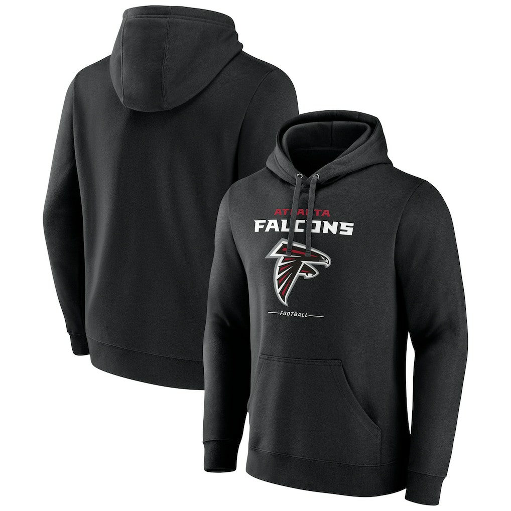 Atlanta Falcons Logo Team Lockup Fitted Pullover Hoodie Black - NFL