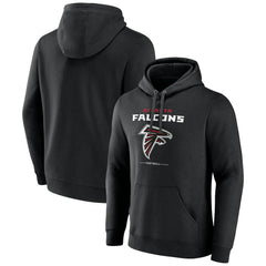 Atlanta Falcons Logo Team Lockup Fitted Pullover Hoodie Black - NFL