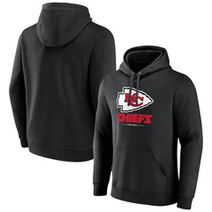Kansas City Chiefs Logo Team Lockup Fitted Pullover Hoodie Black - NFL