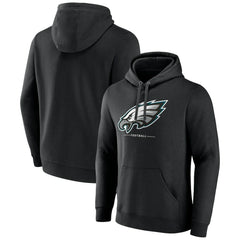 Philadelphia Eagles Logo Team Lockup Fitted Pullover Hoodie Black - NFL