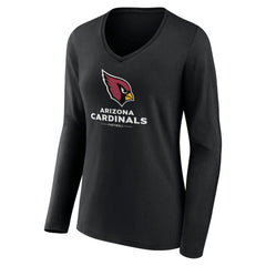 Arizona Cardinals Women's Logo Team Lockup Long Sleeve V-Neck T-Shirt Black - NFL
