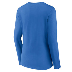Detroit Lions Women's Logo Team Lockup Long Sleeve V-Neck T-Shirt Blue - NFL