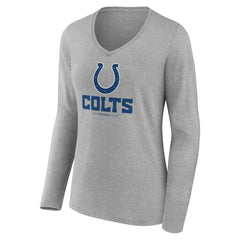 Indianapolis Colts Women's Logo Team Lockup Long Sleeve V-Neck T-Shirt Heather Gray - NFL