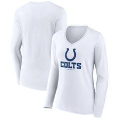 Indianapolis Colts Women's Logo Team Lockup Long Sleeve V-Neck T-Shirt White - NFL