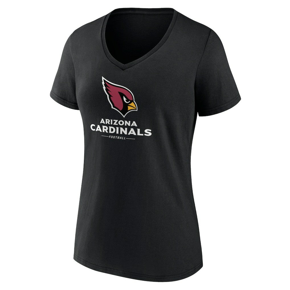 Arizona Cardinals Women's Logo Team Lockup V-Neck T-Shirt Black - NFL