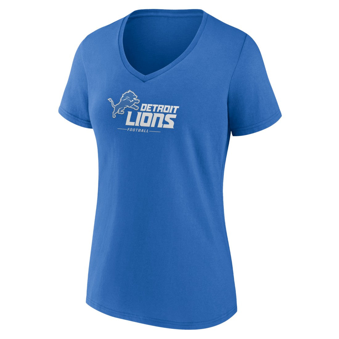 Detroit Lions Women's Logo Team Lockup V-Neck T-Shirt Blue - NFL