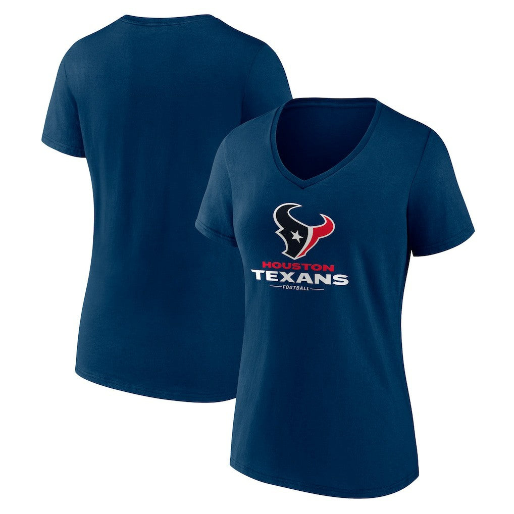 Houston Texans Women's Logo Team Lockup V-Neck T-Shirt Navy - NFL