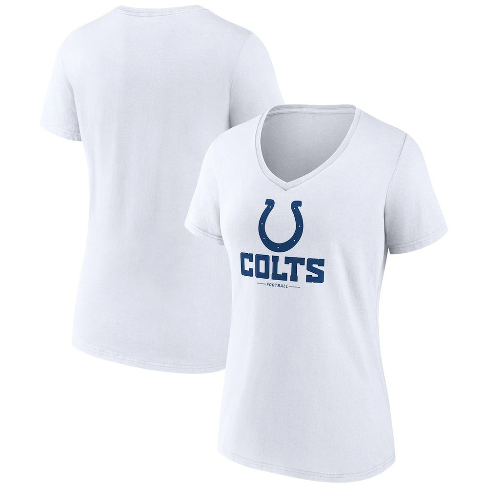 Indianapolis Colts Women's Logo Team Lockup V-Neck T-Shirt White - NFL