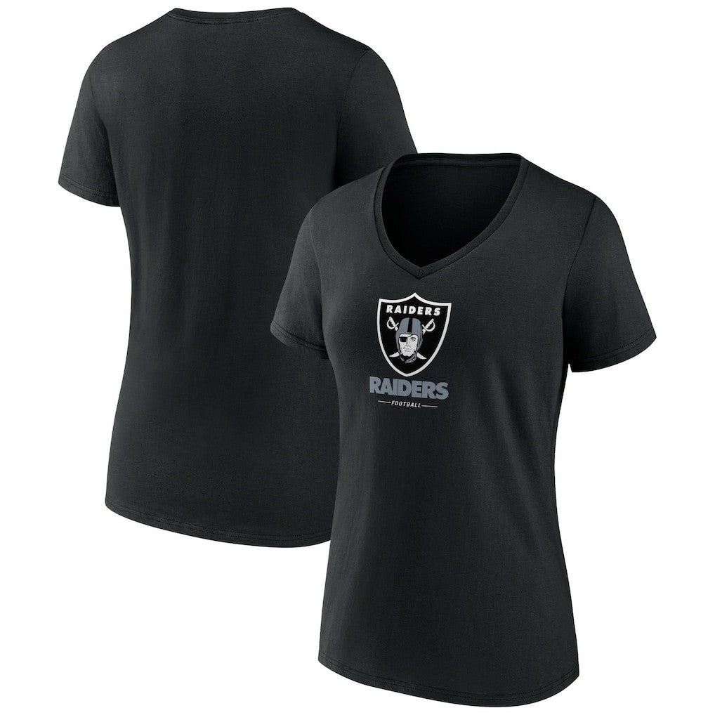 Las Vegas Raiders Women's Logo Team Lockup V-Neck T-Shirt Black - NFL