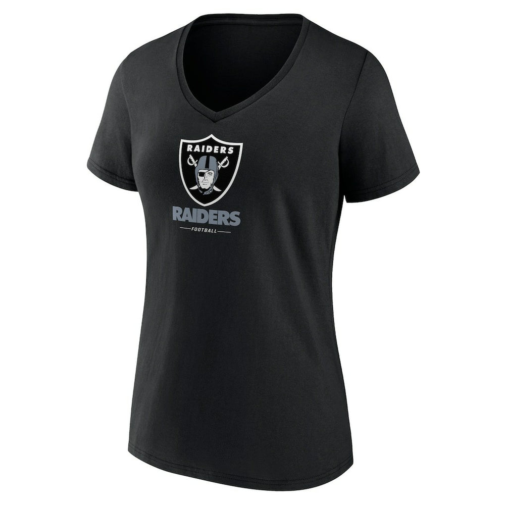 Las Vegas Raiders Women's Logo Team Lockup V-Neck T-Shirt Black - NFL
