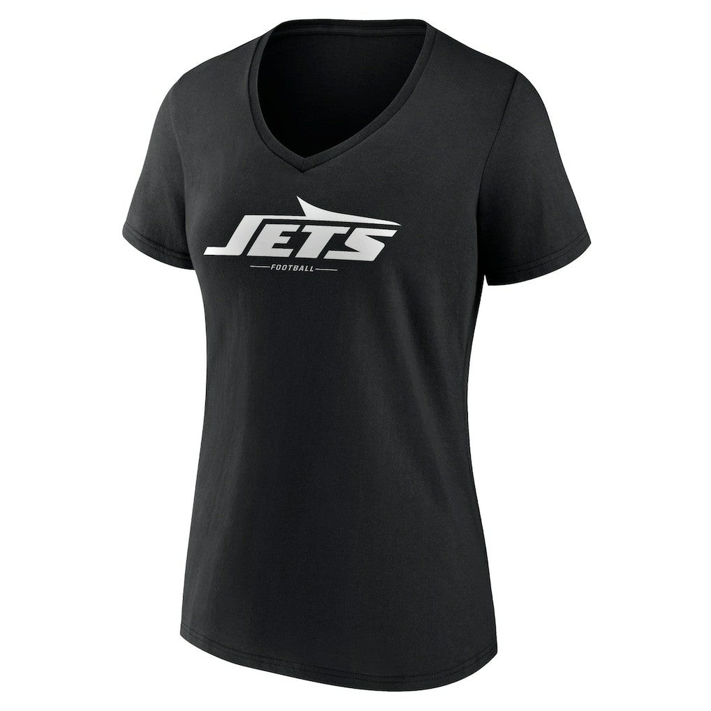 New York Jets Women's Logo Team Lockup V-Neck T-Shirt Black - NFL