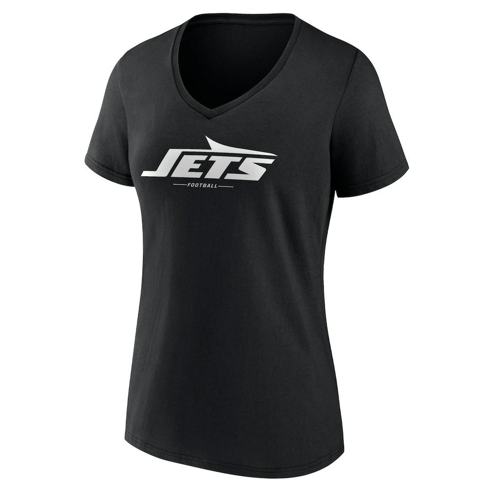 New York Jets Women's Logo Team Lockup V-Neck T-Shirt Black - NFL