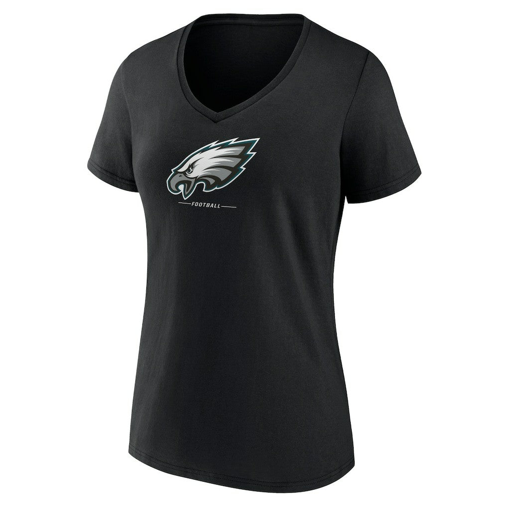 Philadelphia Eagles Women's Logo Team Lockup V-Neck T-Shirt Black - NFL