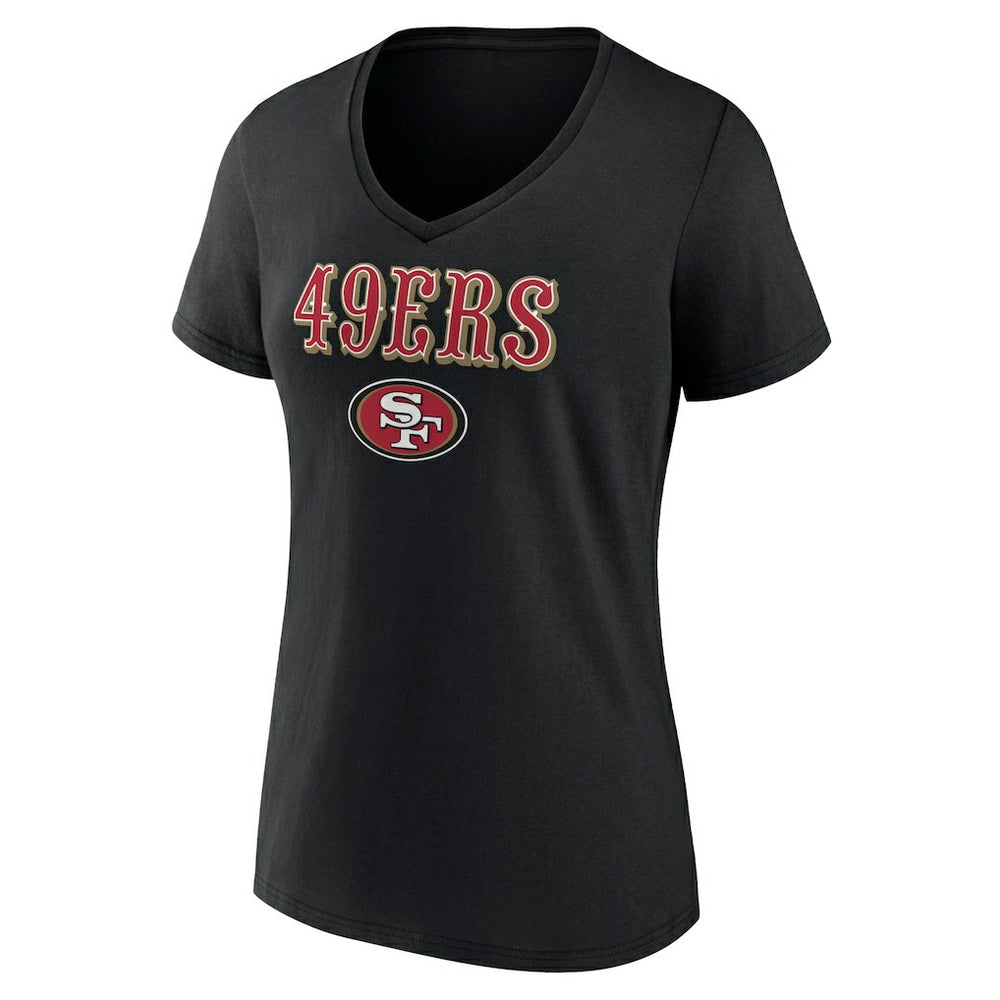 San Francisco 49ers Women's Logo Team Lockup V-Neck T-Shirt Black - NFL