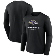 Baltimore Ravens Logo Team Lockup Long Sleeve T-Shirt Black - NFL
