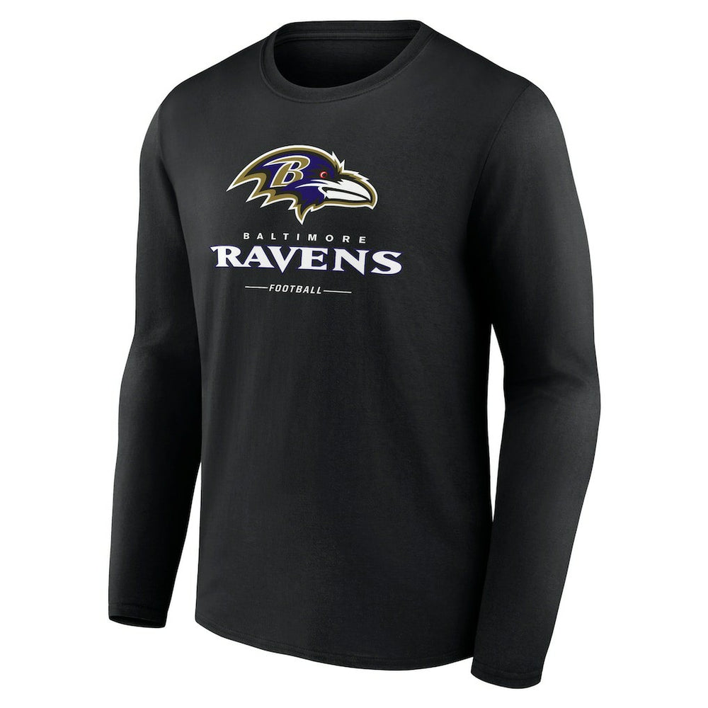 Baltimore Ravens Logo Team Lockup Long Sleeve T-Shirt Black - NFL