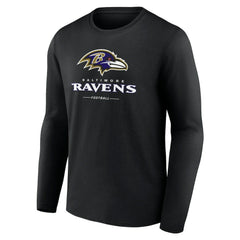 Baltimore Ravens Logo Team Lockup Long Sleeve T-Shirt Black - NFL