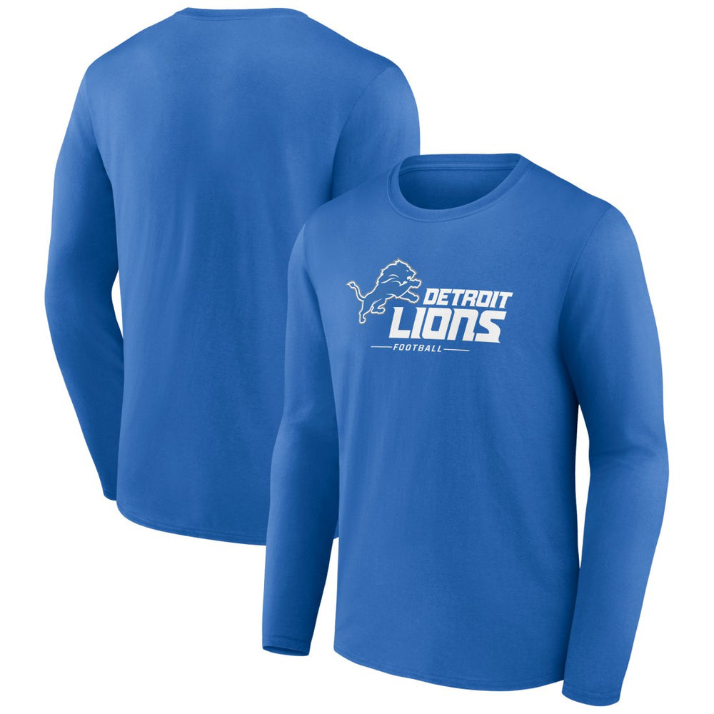 Detroit Lions Logo Team Lockup Long Sleeve T-Shirt Blue - NFL