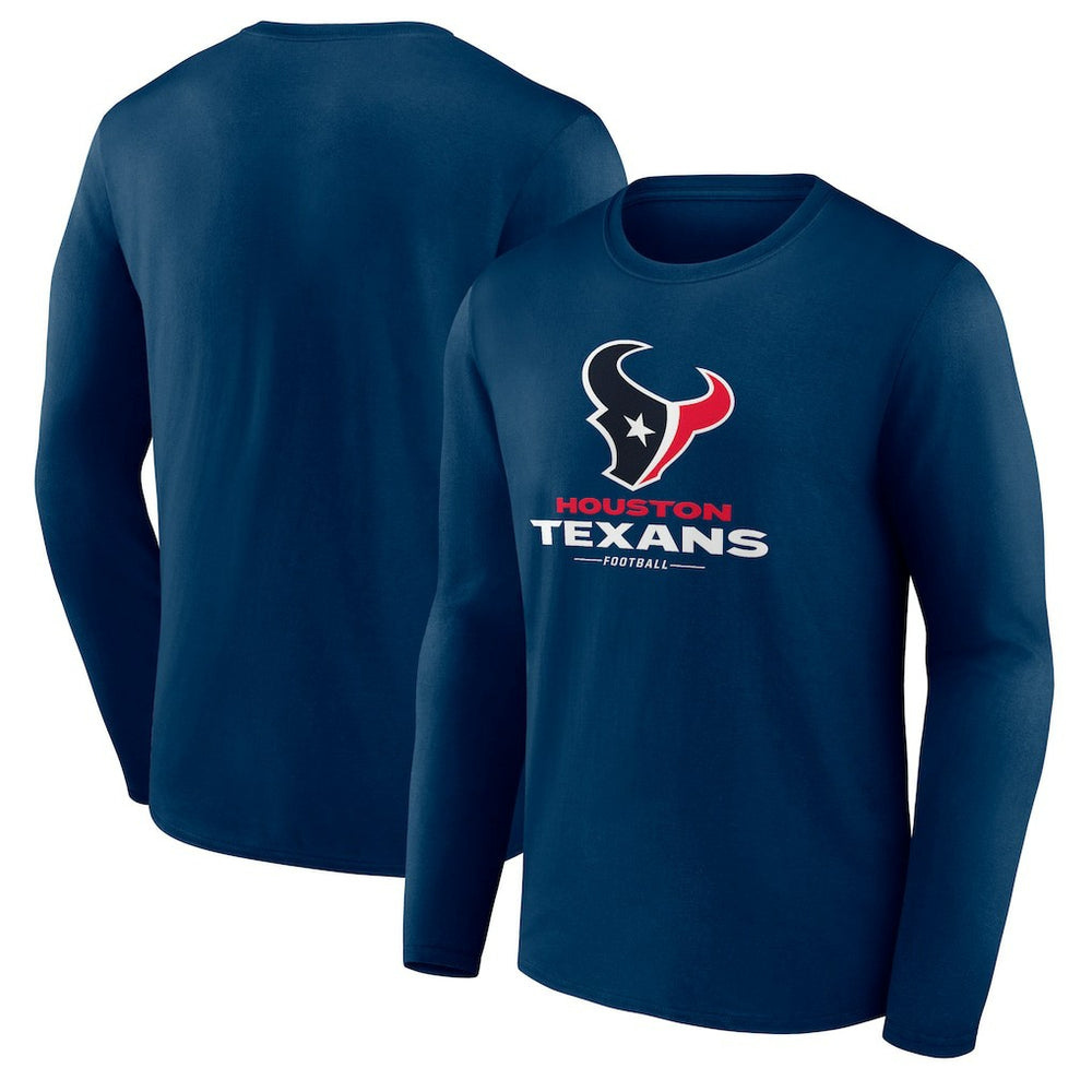 Houston Texans Logo Team Lockup Long Sleeve T-Shirt Navy - NFL