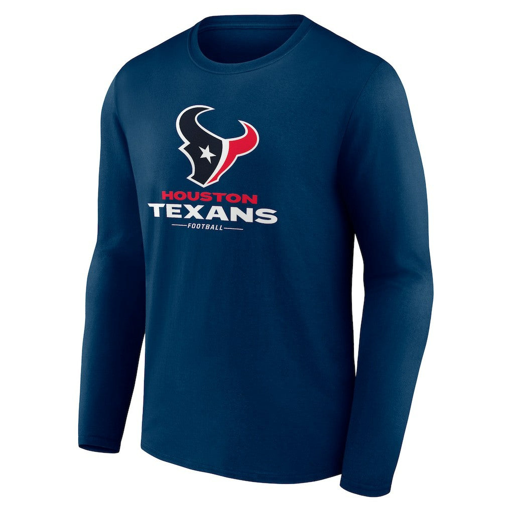 Houston Texans Logo Team Lockup Long Sleeve T-Shirt Navy - NFL