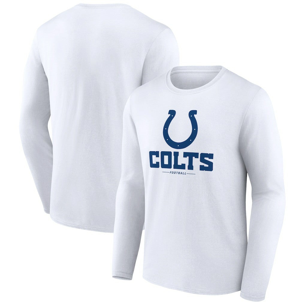 Indianapolis Colts Logo Team Lockup Long Sleeve T-Shirt White - NFL