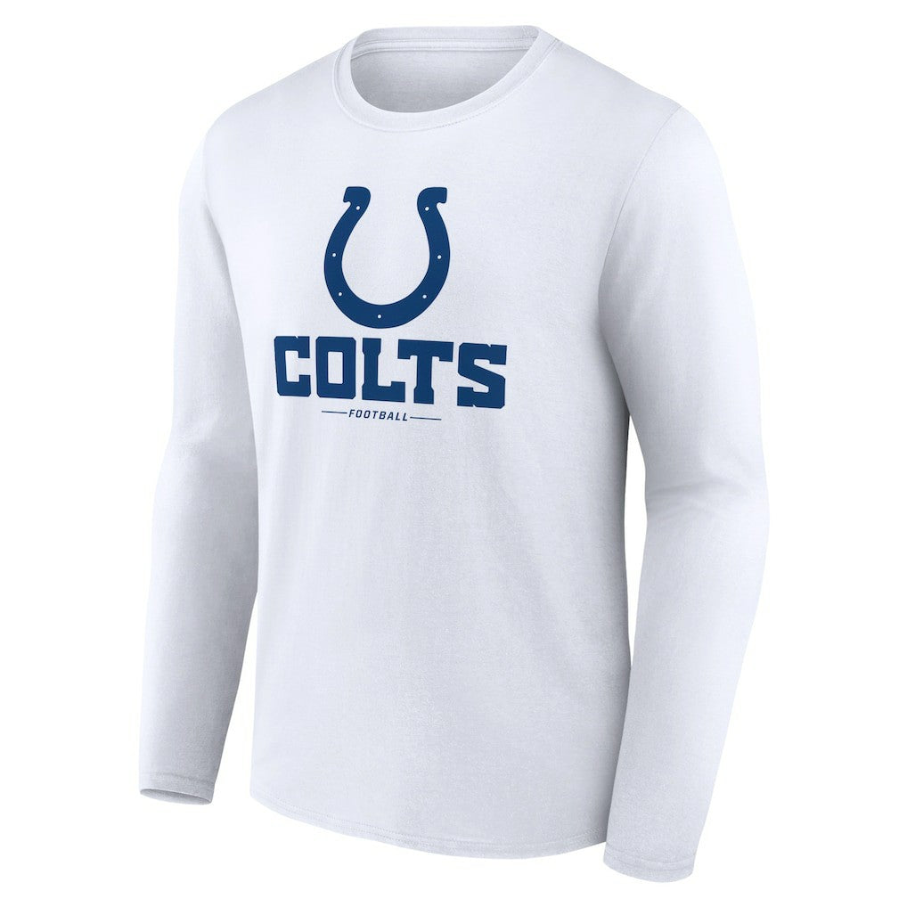 Indianapolis Colts Logo Team Lockup Long Sleeve T-Shirt White - NFL