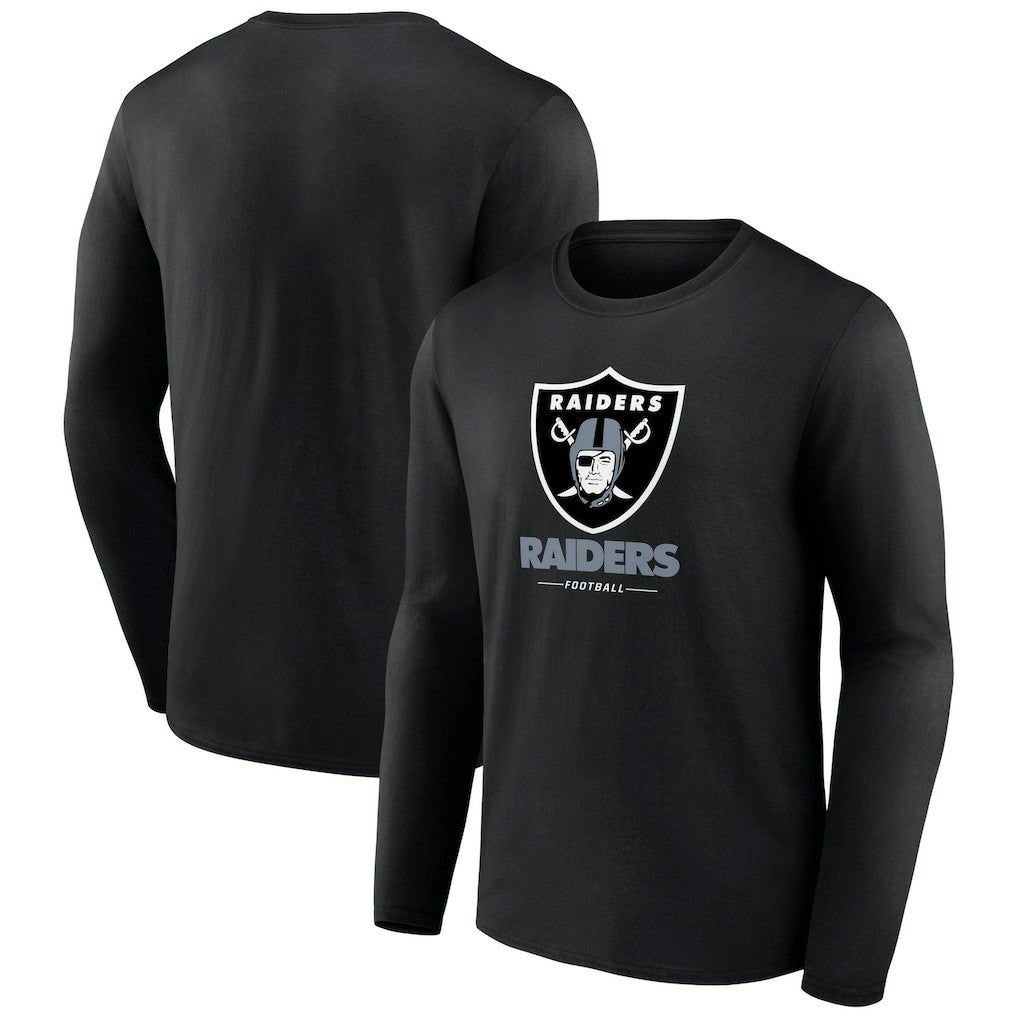 Las Vegas Raiders Logo Team Lockup Long Sleeve T-Shirt Black - NFL