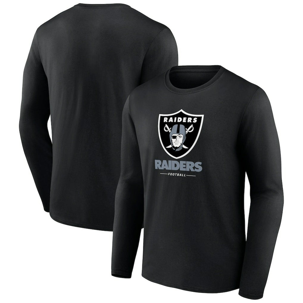 Las Vegas Raiders Logo Team Lockup Long Sleeve T-Shirt Black - NFL