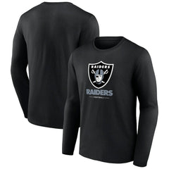Las Vegas Raiders Logo Team Lockup Long Sleeve T-Shirt Black - NFL