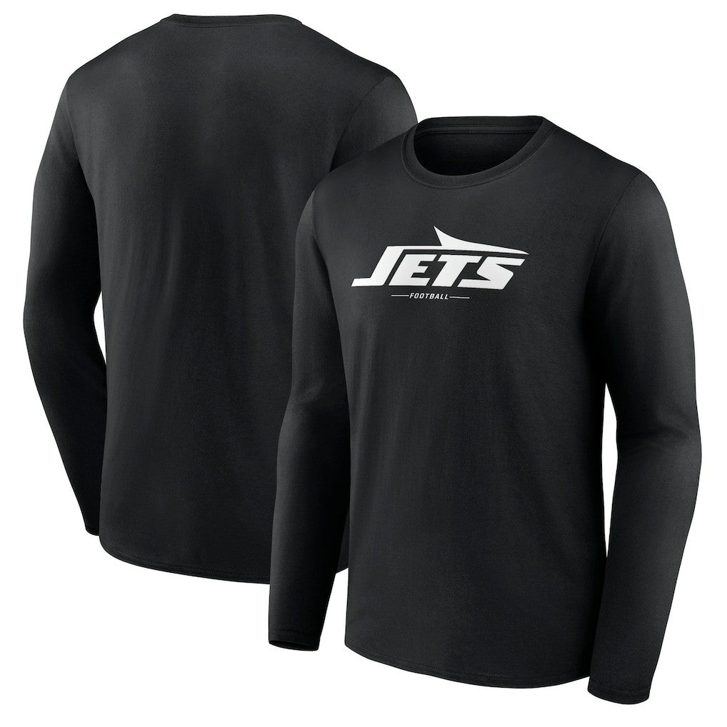 New York Jets Logo Team Lockup Long Sleeve T-Shirt Black - NFL