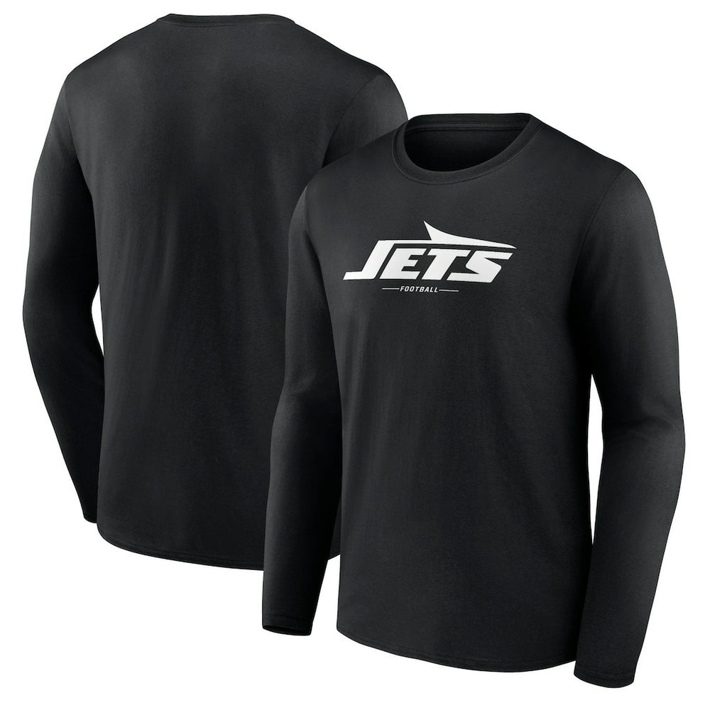 New York Jets Logo Team Lockup Long Sleeve T-Shirt Black - NFL