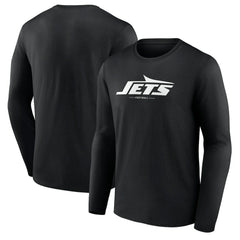 New York Jets Logo Team Lockup Long Sleeve T-Shirt Black - NFL