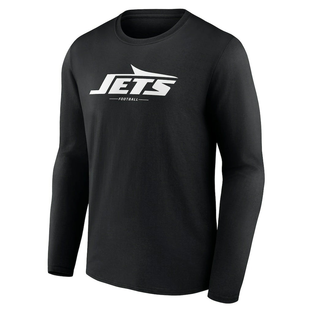 New York Jets Logo Team Lockup Long Sleeve T-Shirt Black - NFL