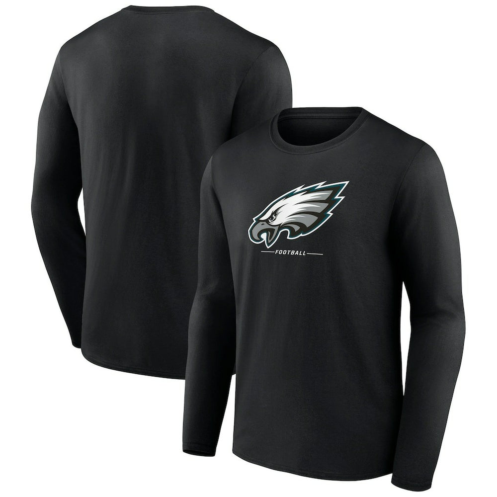 Philadelphia Eagles Logo Team Lockup Long Sleeve T-Shirt Black - NFL
