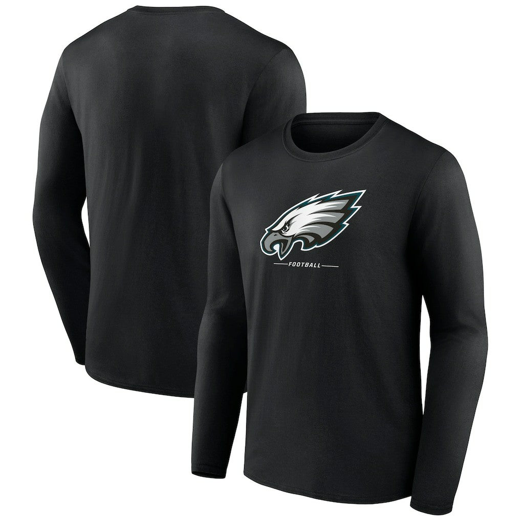 Philadelphia Eagles Logo Team Lockup Long Sleeve T-Shirt Black - NFL