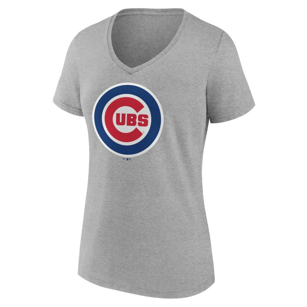 Chicago Cubs Women's Official Logo V-Neck T-Shirt On Sale