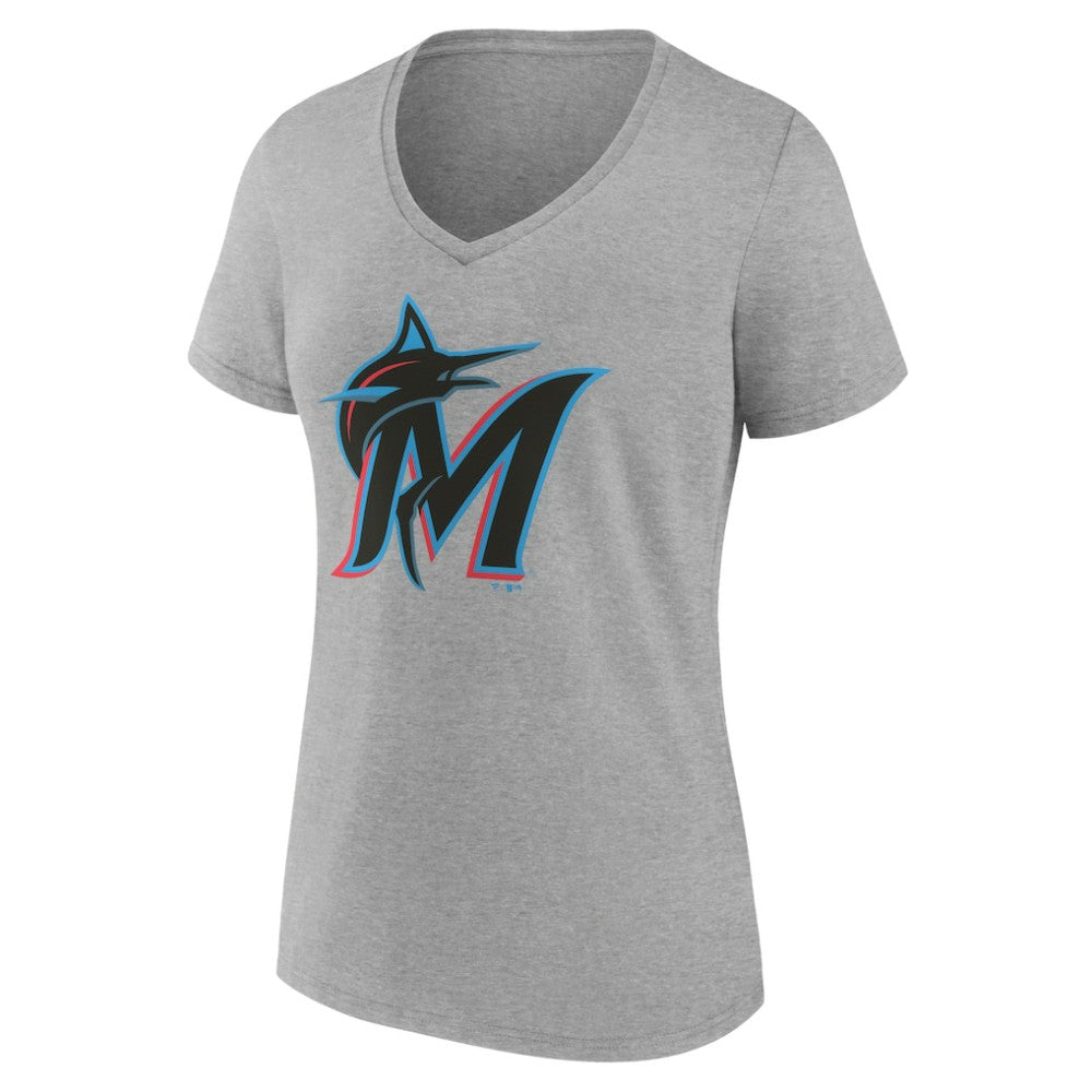 Miami Marlins Women's Official Logo V-Neck T-Shirt Lifestyle