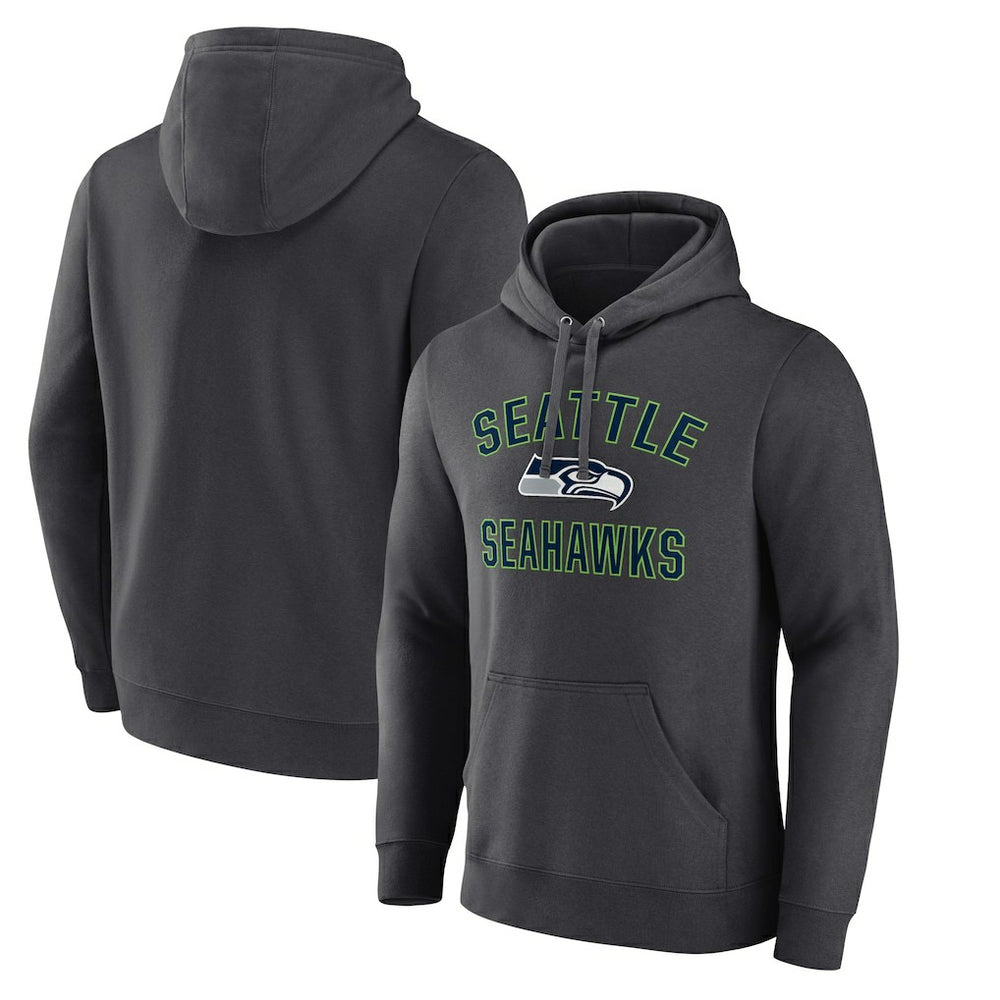 Seattle Seahawks Victory Arch Fitted Pullover Hoodie Charcoal - NFL