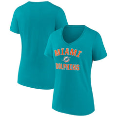 Miami Dolphins Women's Victory Arch Team V-Neck T-Shirt Aqua - NFL