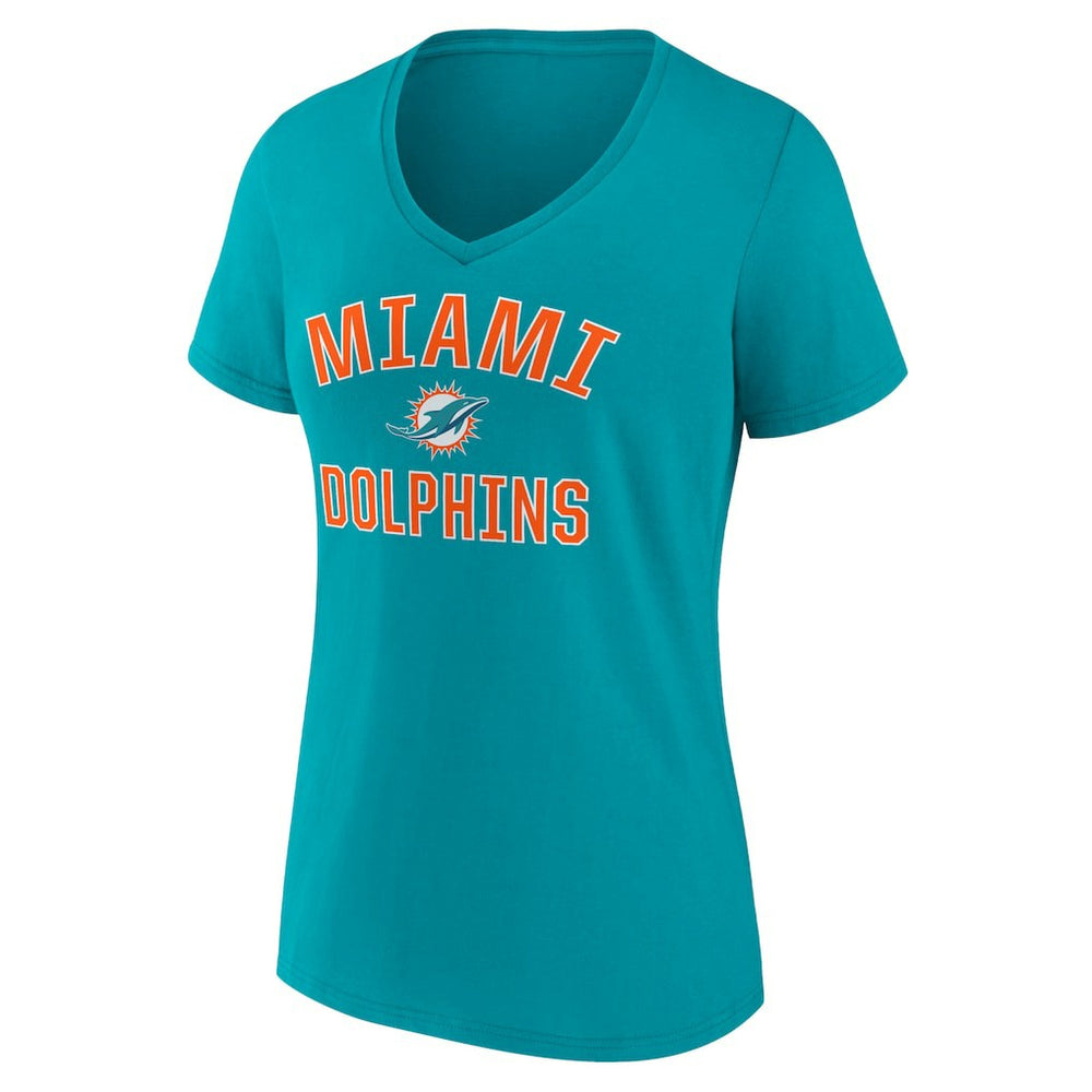 Miami Dolphins Women's Victory Arch Team V-Neck T-Shirt Aqua - NFL