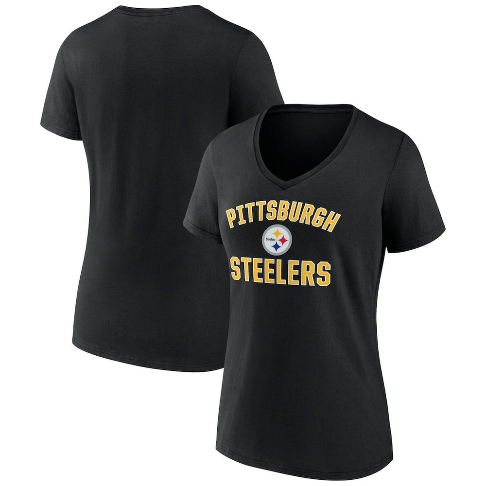 Pittsburgh Steelers Women's Victory Arch Team V-Neck T-Shirt Black - NFL