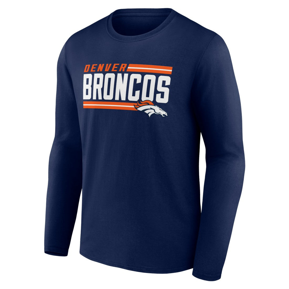 Denver Broncos On Side Stripe Team Long Sleeve T-Shirt Navy - NFL