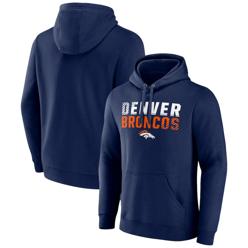 Denver Broncos Team Fade Out Fitted Pullover Hoodie Navy - NFL