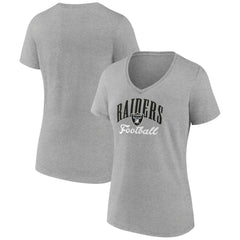 Las Vegas Raiders Women's Victory Script V-Neck T-Shirt Heather Gray - NFL