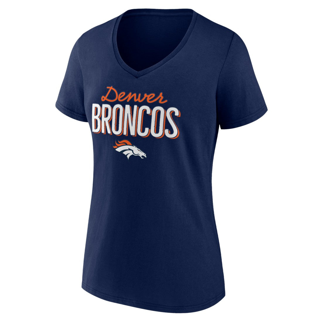 Denver Broncos Women's Nostalgia V-Neck T-Shirt Navy - NFL
