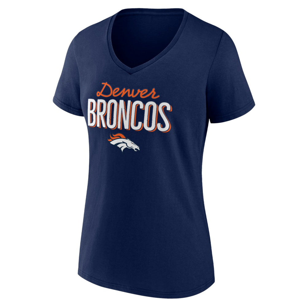 Denver Broncos Women's Nostalgia V-Neck T-Shirt Navy - NFL